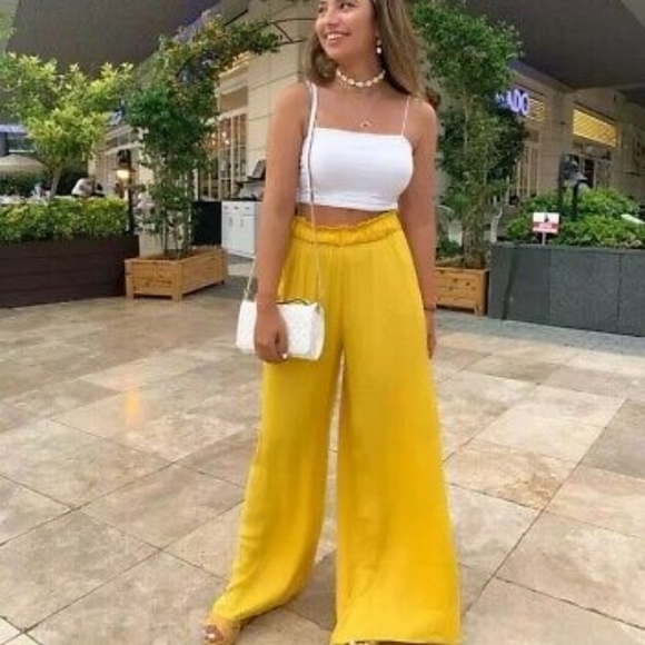 ZARA Pants - ZARA WIDE LEG MUSTARD YELLOW PANTS TROUSERS NWT